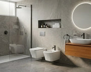 Sanitari sospesi WC e Bidet in Ceramica Copriwater soft-close MEZZOGIORNO Bianco Lucido