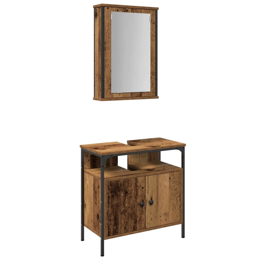 Set di mobili per il bagno 2 pcs Marrone Legno multistrato 3332524