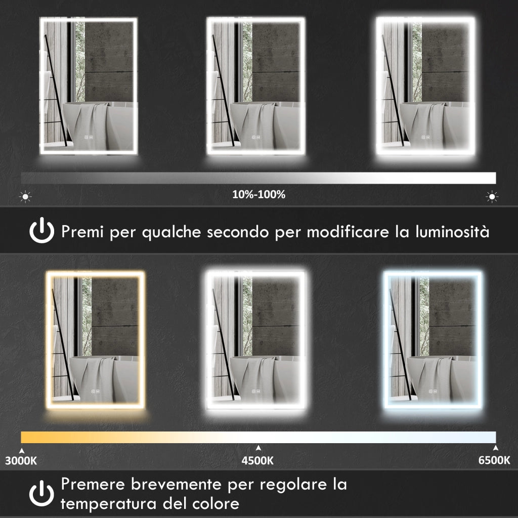 Armadietto Bagno con Specchio e Luci LED ¨C Minimal ¨C Nero