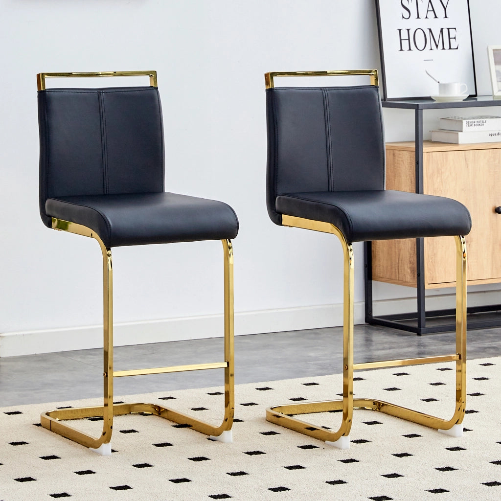 SGABELLI BAR Set da 2 pezzi 96,5 cm Nero/Oro in PU e metallo