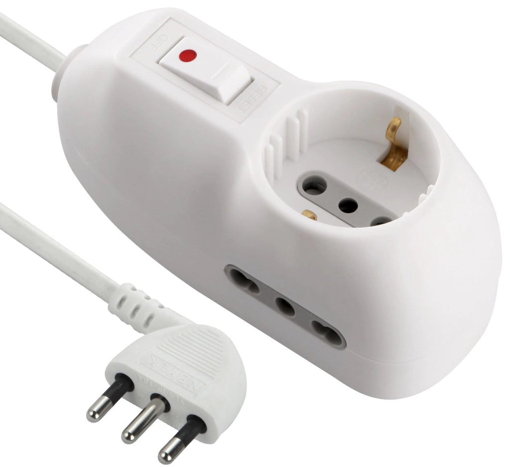 Multipresa con Interruttore 1 Schuko + 2 BIVAL.10 16A 62023 Electraline