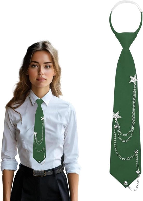 Stropdassen per Donna - Lunghezza e Larghezza Adattabili - Verde Design - Ideali per Cerimonie di Laurea e Eventi di Lavoro