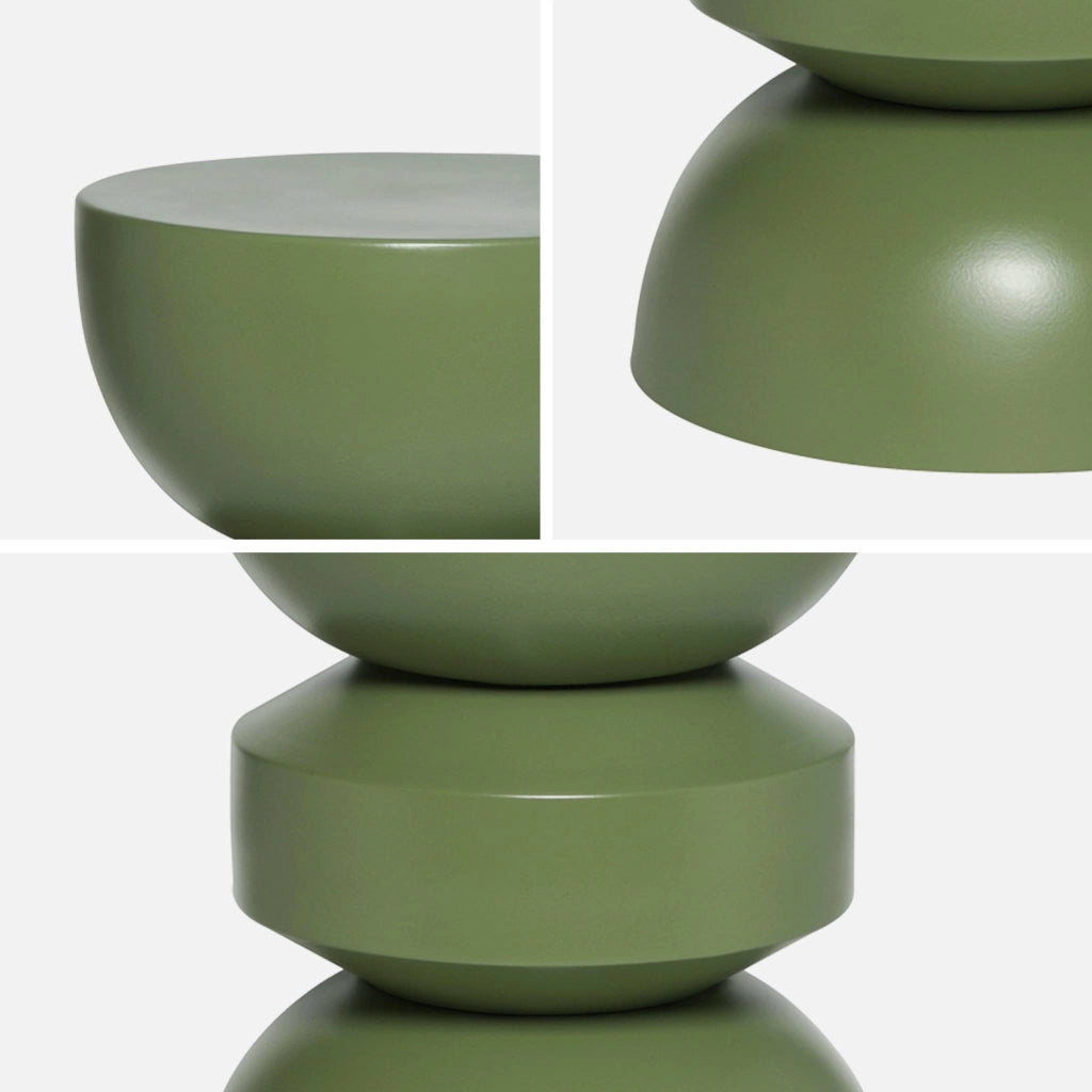 Tavolino, lato divano, comodino metallo, verde