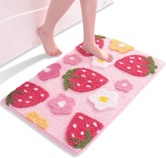 Badmat 45x65cm - Rosso - Assorbente - Antiscivolo - Foderato con microvezel soffice e spessa