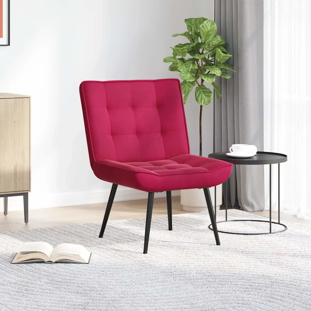 Sedia Relax 64x74x84 cm Rosso Vino in Velluto 4012321