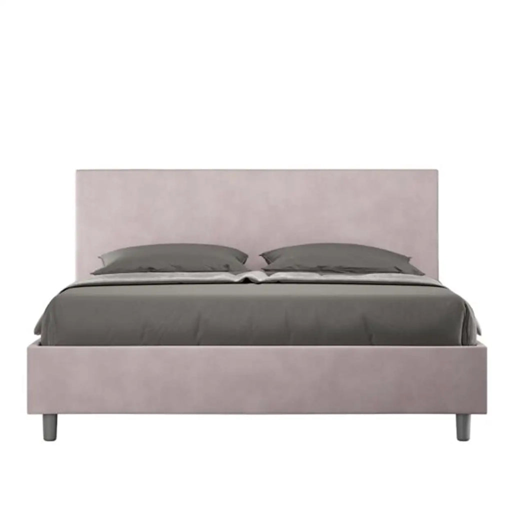 Letto matrimoniale con rete imbottito 160x200 microfibra glicine Adele
