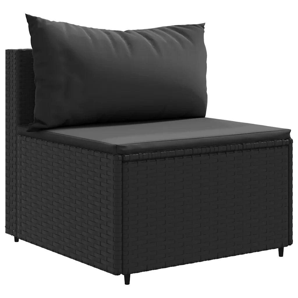 Set Divani da Giardino 4 pz con Cuscini Nero in Polyrattan 3308075