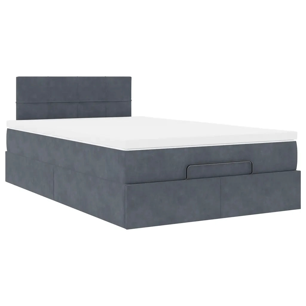 Pouf Letto con Materasso e LED Grigio Scuro 120x190cm Velluto