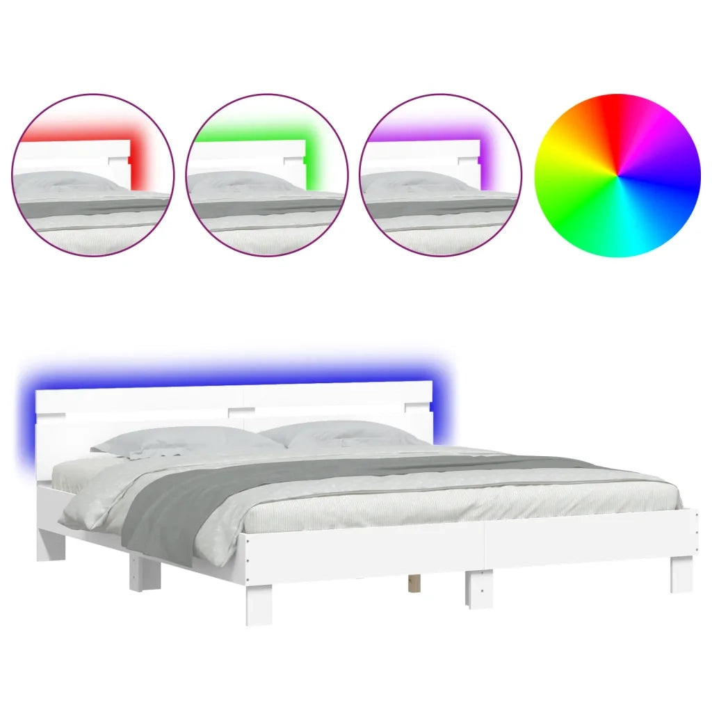 Giroletto con Testiera e LED Bianco 160x200 cm 3207532