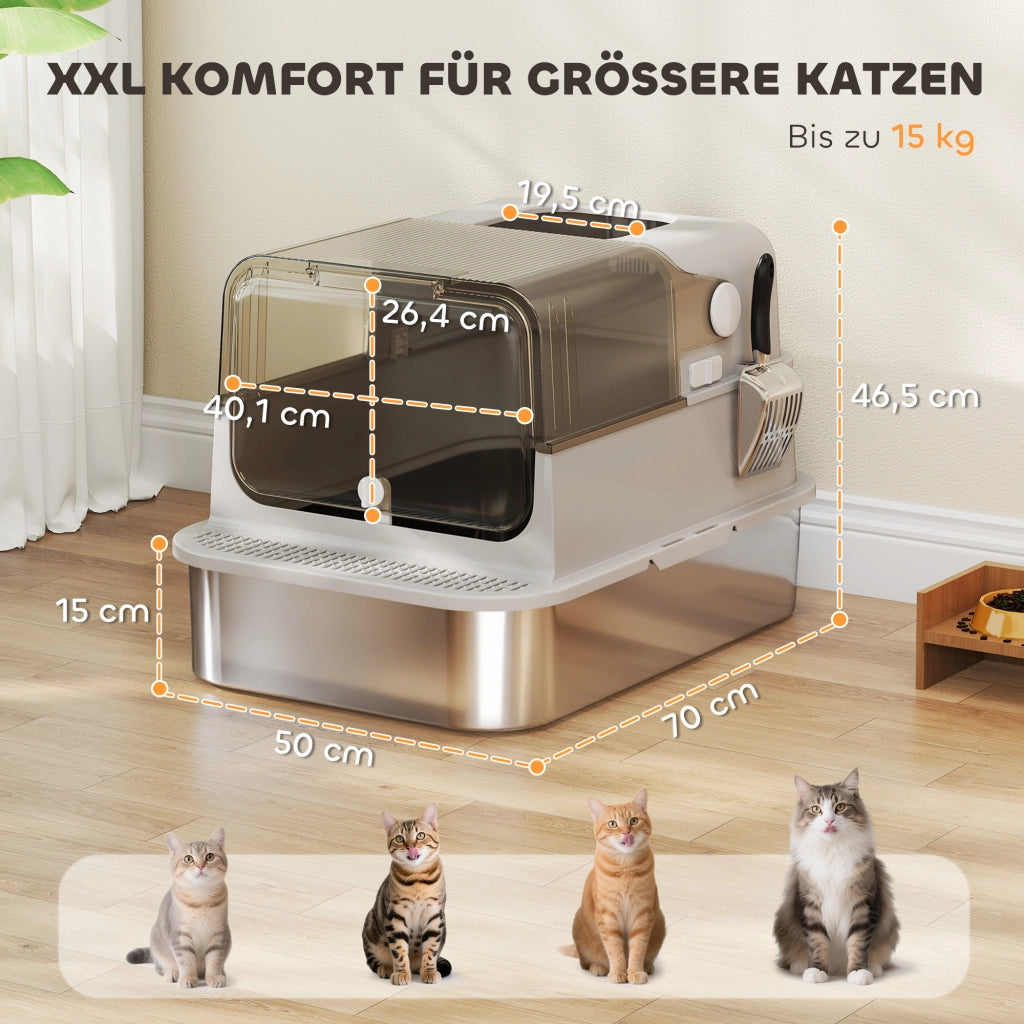 Casetta per gatti con coperchio ¨C zephmum ¨C  in acciaio inox