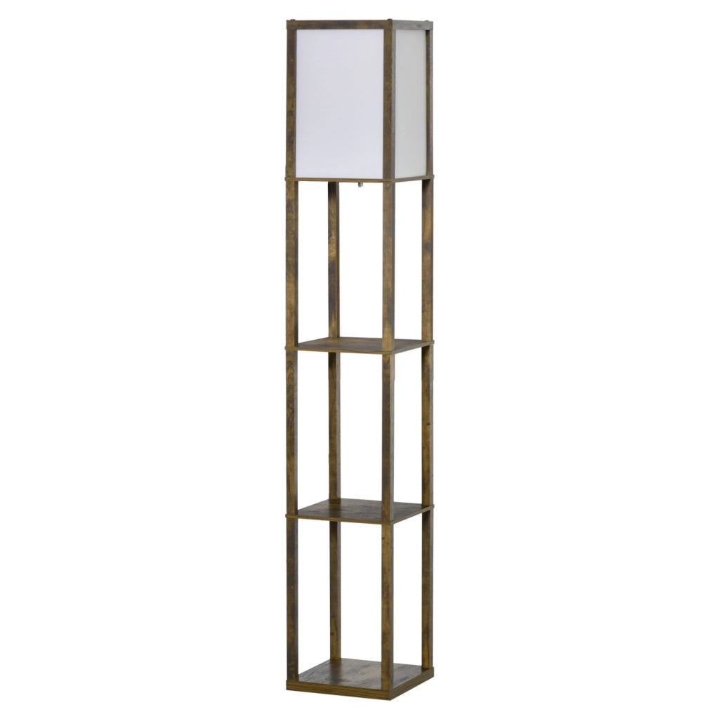 Lampada da Terra con Mensole ¨C Minimal ¨C Legno 26x26x160cm