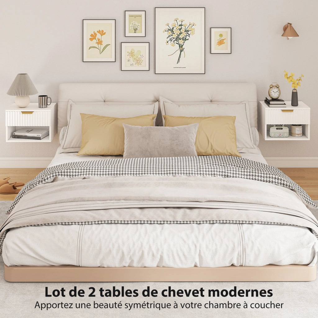 Comodini sospesi ¨C Minimal ¨C 2 pezzi, bianco, 40x34x29cm