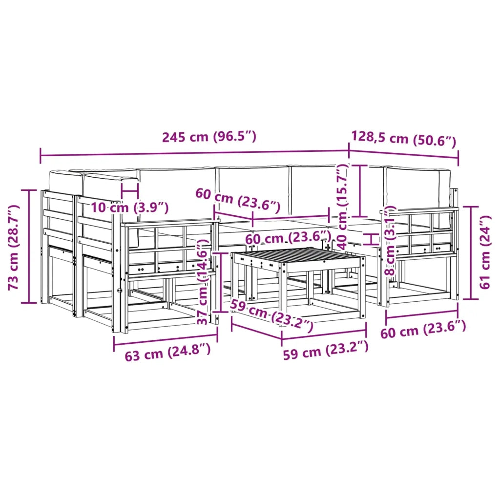 Set di divani da esterno 7 pz Bianco e Beige 3387327