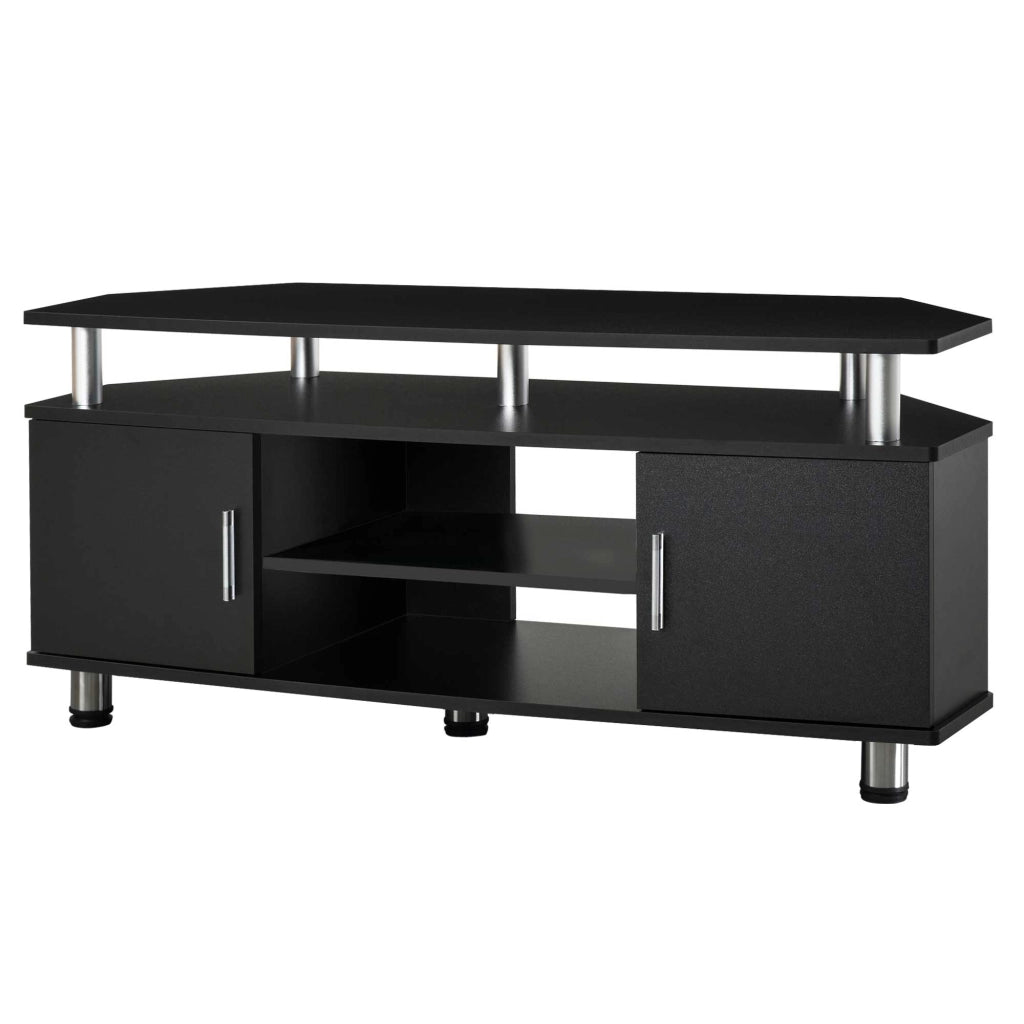 Mobile TV con ripiani e ante ¨C zephmum ¨C nero 120x40x52 cm