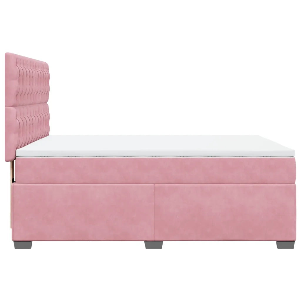 Giroletto a Molle con Materasso Rosa 140x200 cm in Velluto 3290941