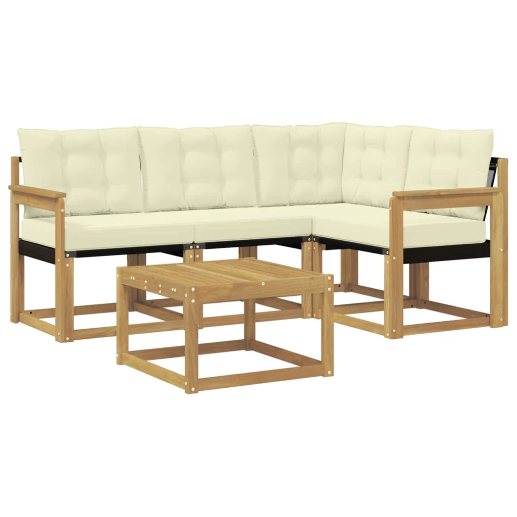 Set di divani da esterno 5 pz Bianco e Crema 3389444
