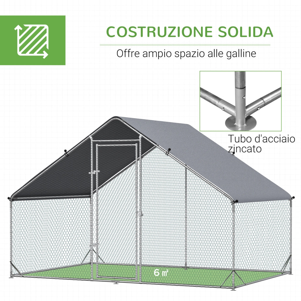 Pollaio da Giardino ¨C Minimal ¨C Argento, Acciaio, 3x2x2m