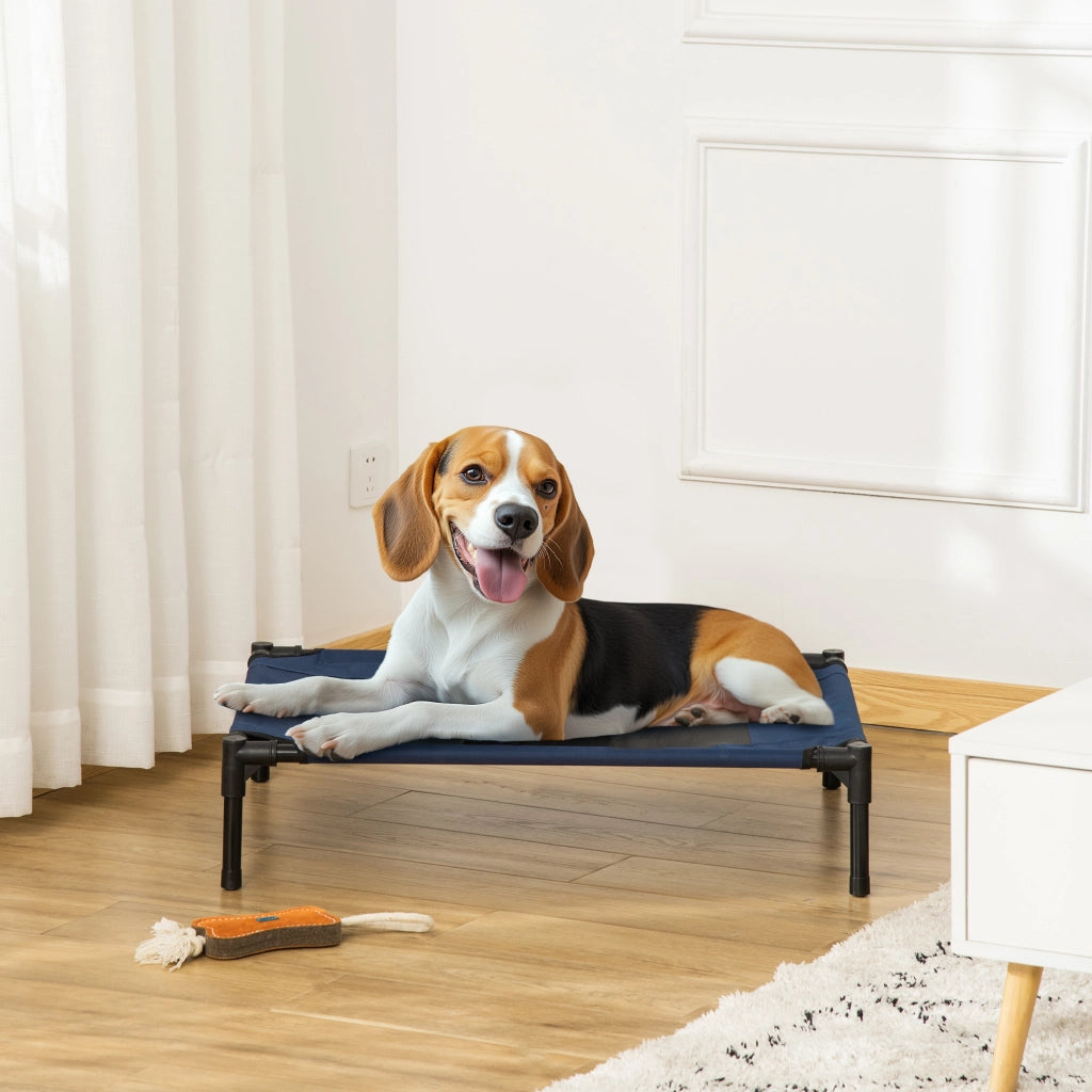Letto per Cani ¨C Minimal ¨C Blu, Tessuto Oxford e Metallo, 76x61x18 cm