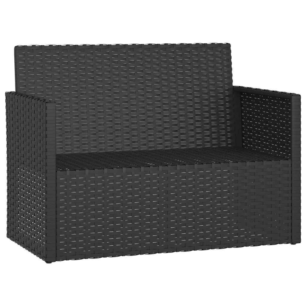 Panchina da Giardino | Panca da Giardino con Cuscini Nera 105 cm in Polyrattan