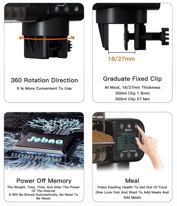 Jebao DFD-500 - mangiatoia automatica con connessione Bluetooth e display LCD