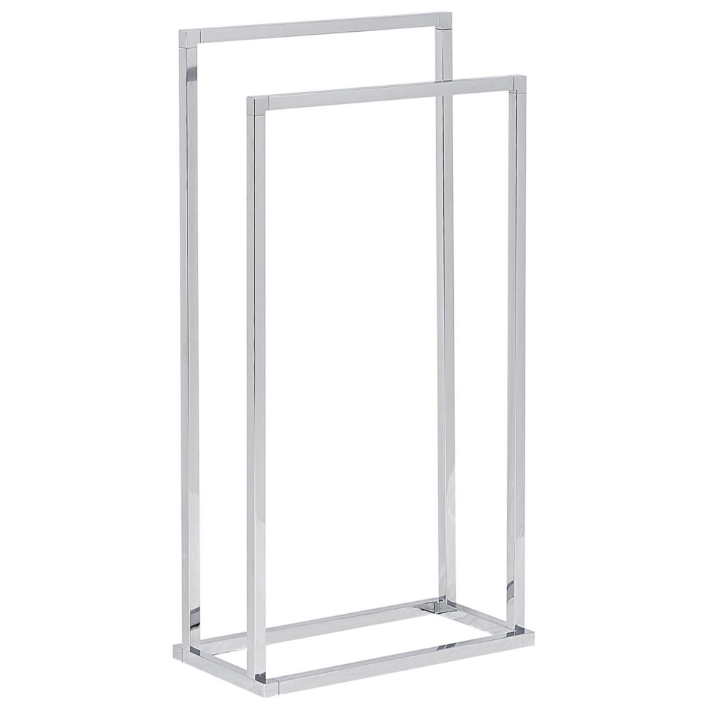 Porta asciugamani in acciaio argento lucido 2 binari Accessori bagno Porta asciugamani in Piedi