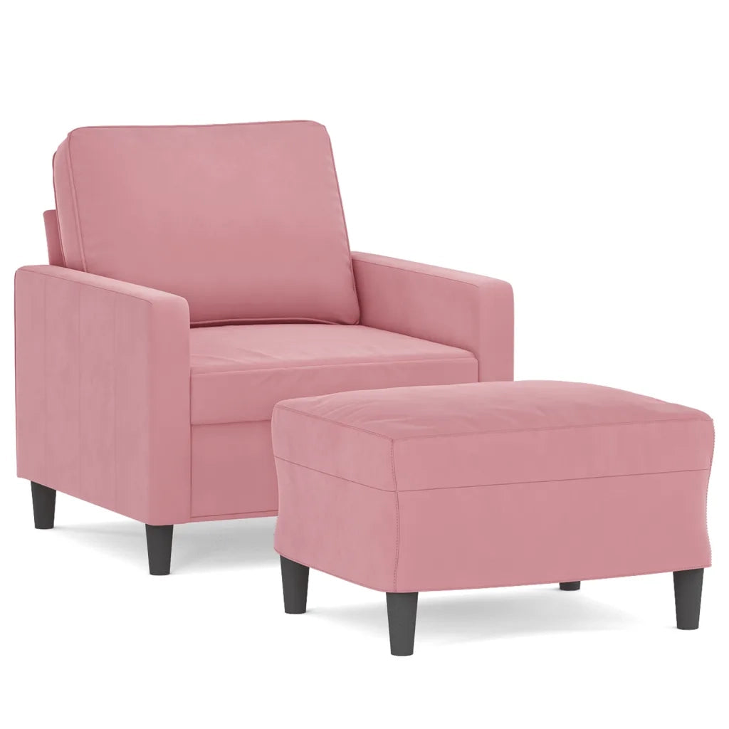 Poltrona | Sedia Relax con Poggiapiedi Rosa 60 cm Velluto
