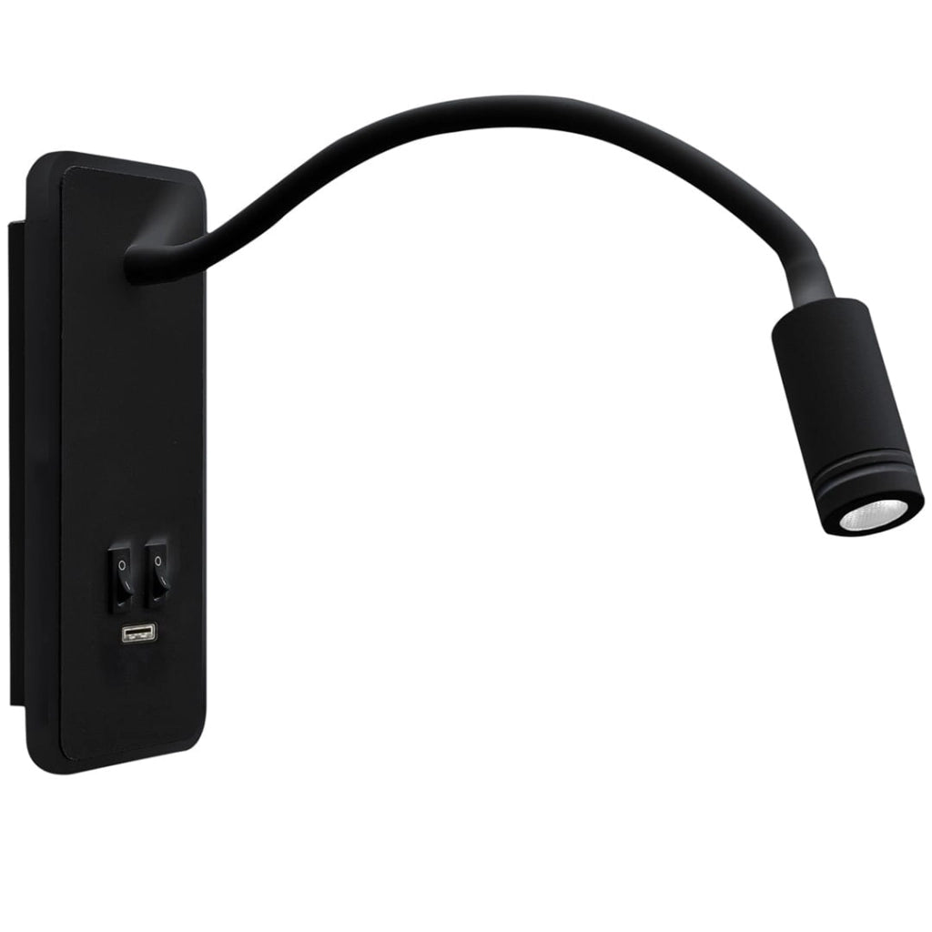 Applique LED Milagro BASE 2x8W USB 4000K nera ML63500
