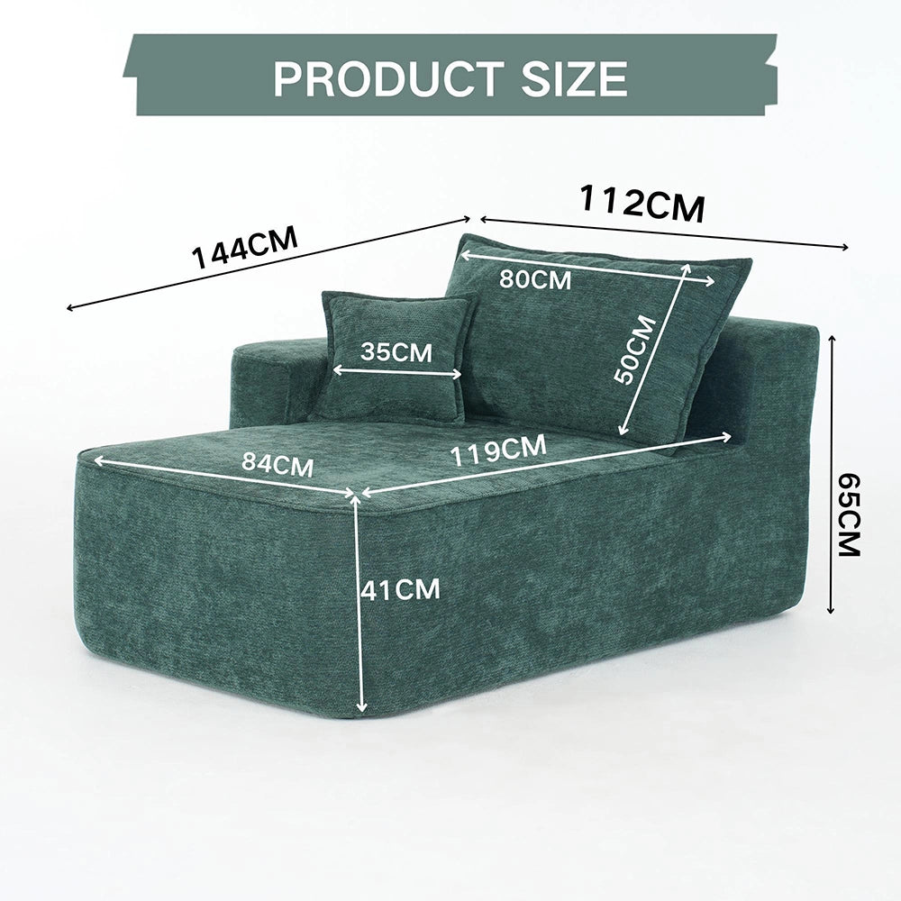 Chaise longue confortable - Xylo - Cuscini e tasche laterali, verde