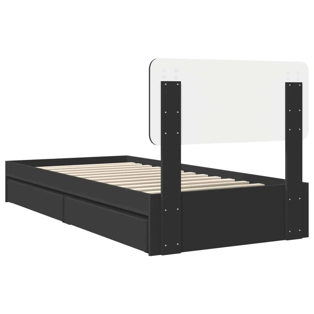 Letto con Contenitore Nero 75 x 190 cm Legno multistrato 3412326