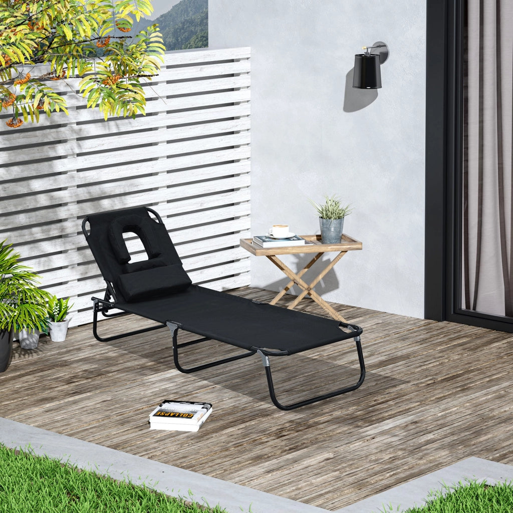 Lettino da Giardino Pieghevole ¨C Xylo ¨C Nero
