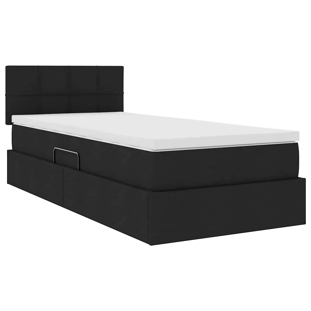 Letto con contenitore e LED con led Nero 100 x 200 cm Tessuto 3371126