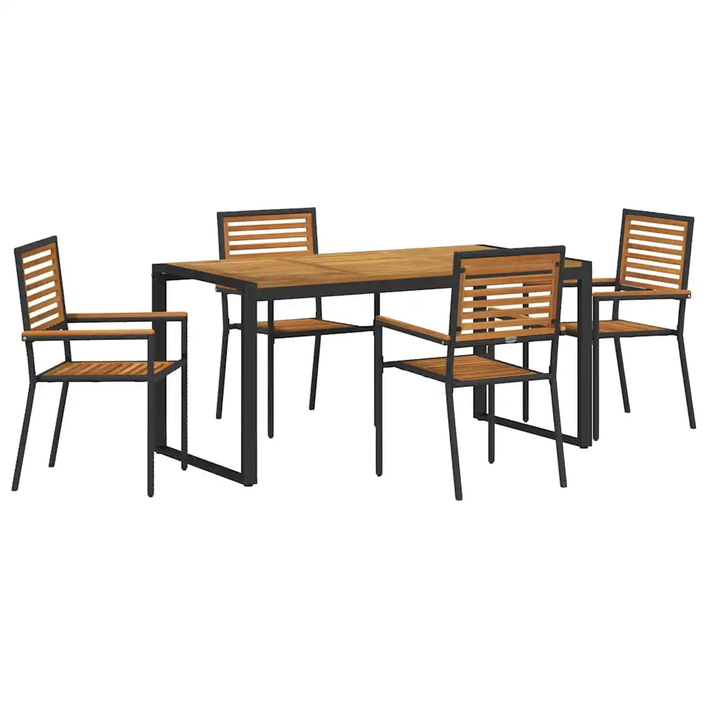 Set da Pranzo per Giardino 5 pcs Nero e Marrone polyrattan 3365475