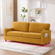 Divano 2 posti - Xylo - Chenille, LED, USB-C, porta bicchieri, giallo