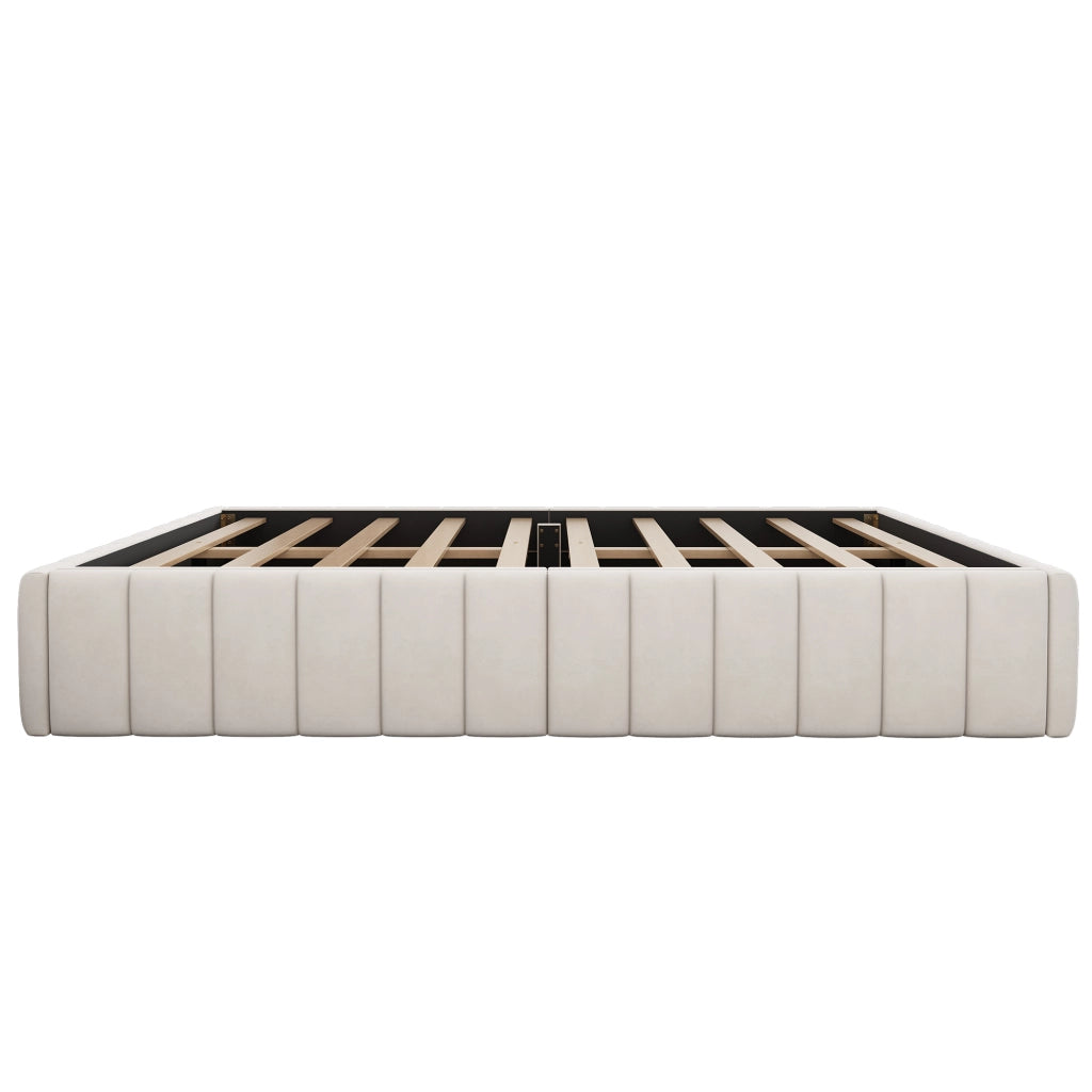 letto imbottito velluto beige 140 x 200 cm