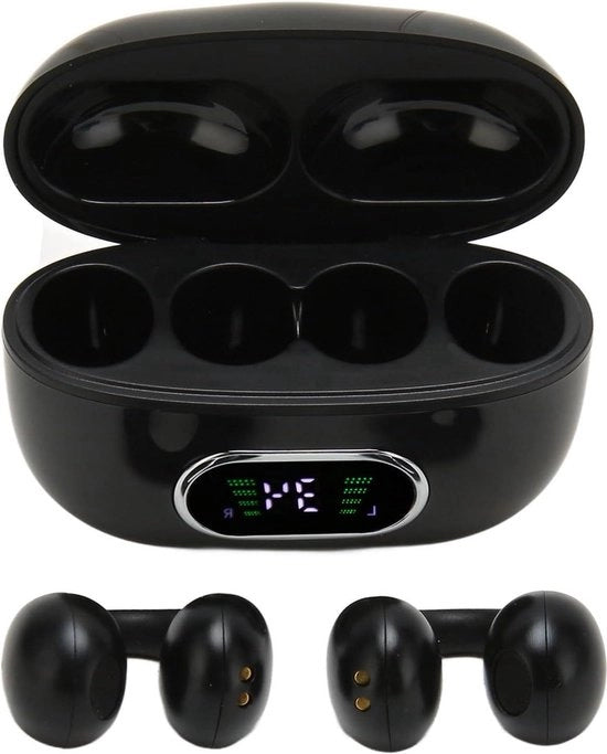 Orecchini stereo clip-on per traduzione - 144 lingue - con caricatore - compatibili con iOS - nero.