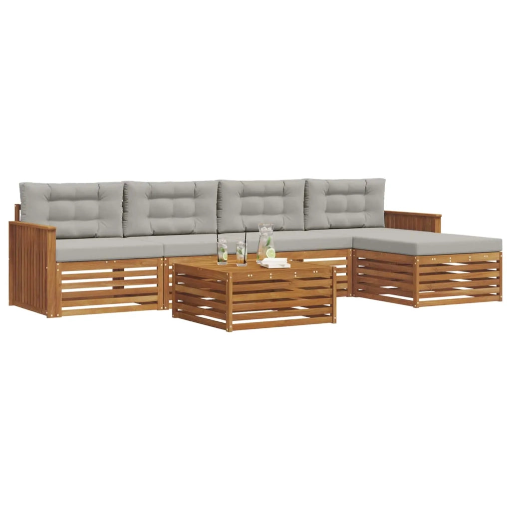 Set di divani da esterno 6 pcs Grigio Naturale e Chiaro 3373336