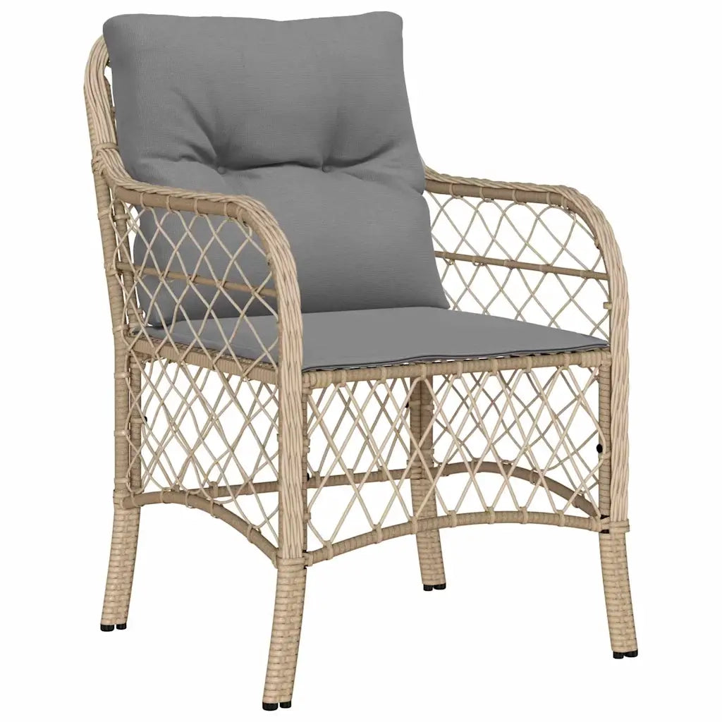 Set da Pranzo per Giardino con cuscino 5 pcs Beige polyrattan 3380234
