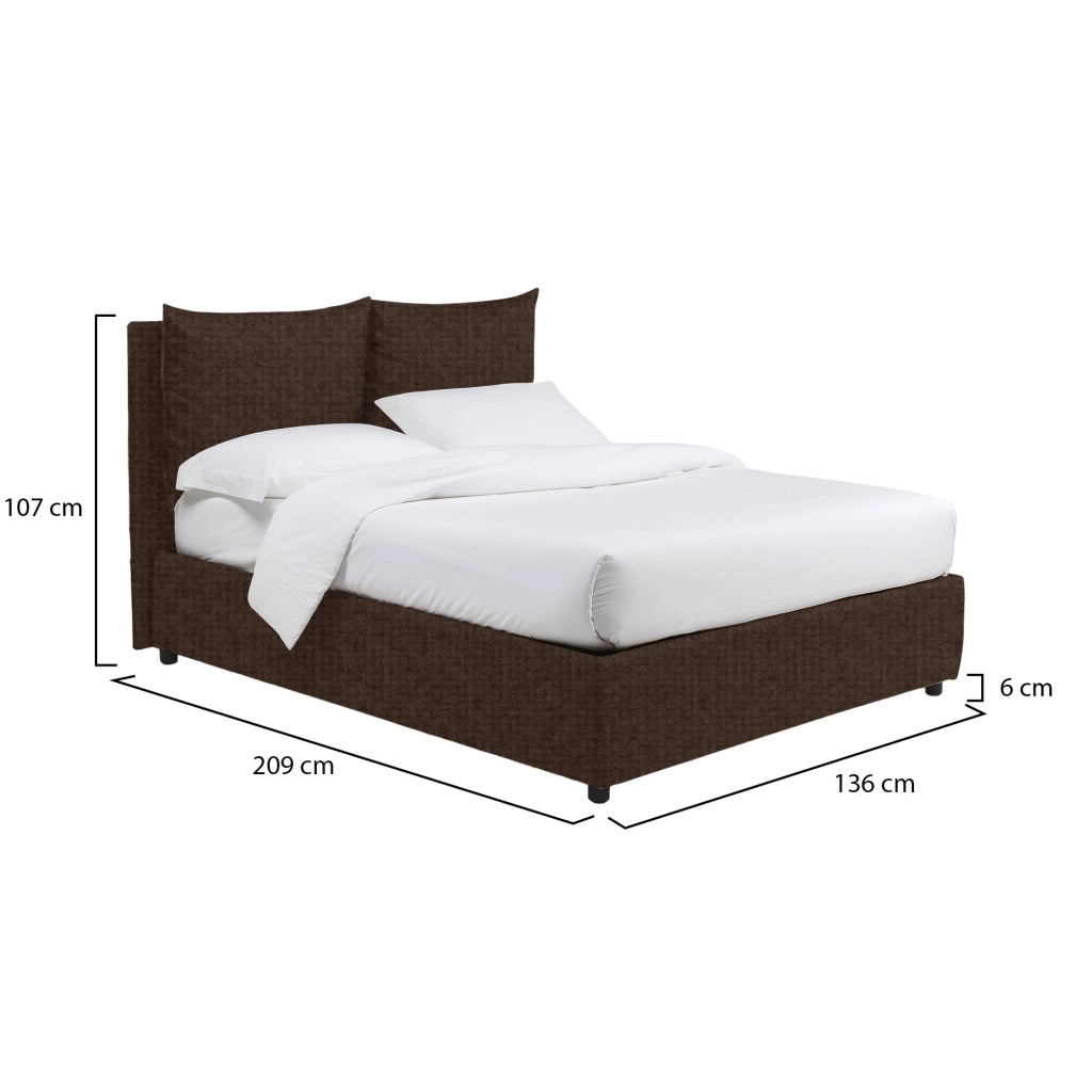 Newton, Letto Piazza e Mezza Sfoderabile Made in Italy, Marrone
