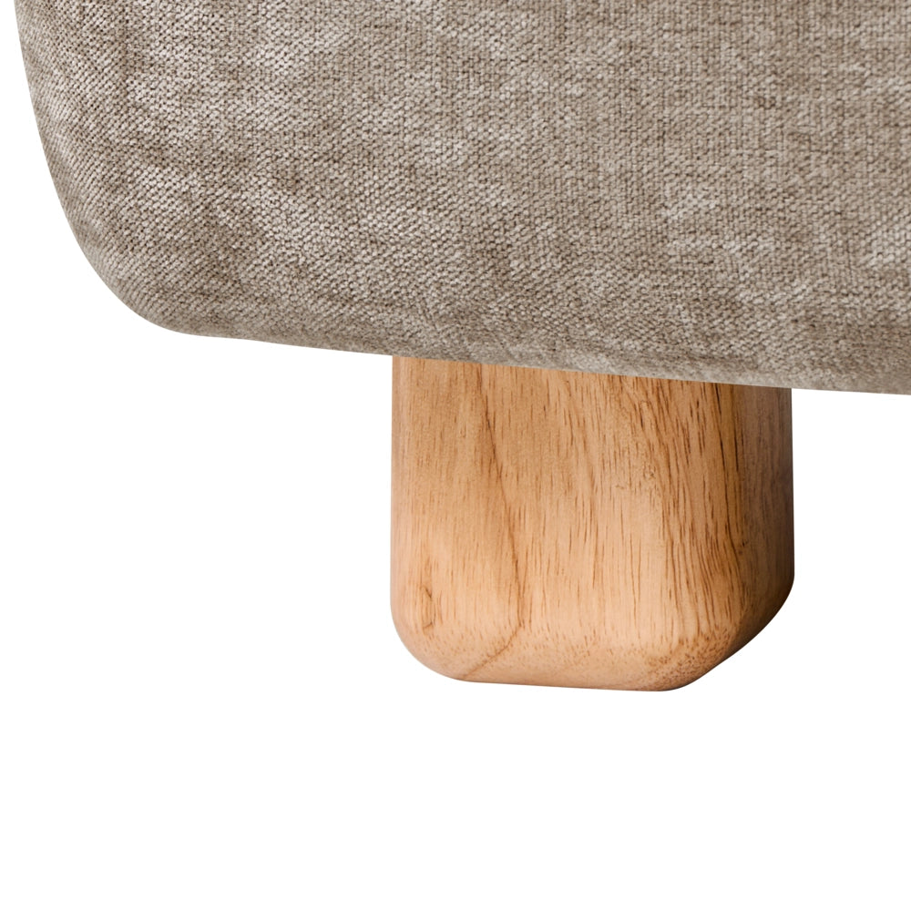 Modulo divano monoposto in tessuto beige gambe in legno stile moderno
