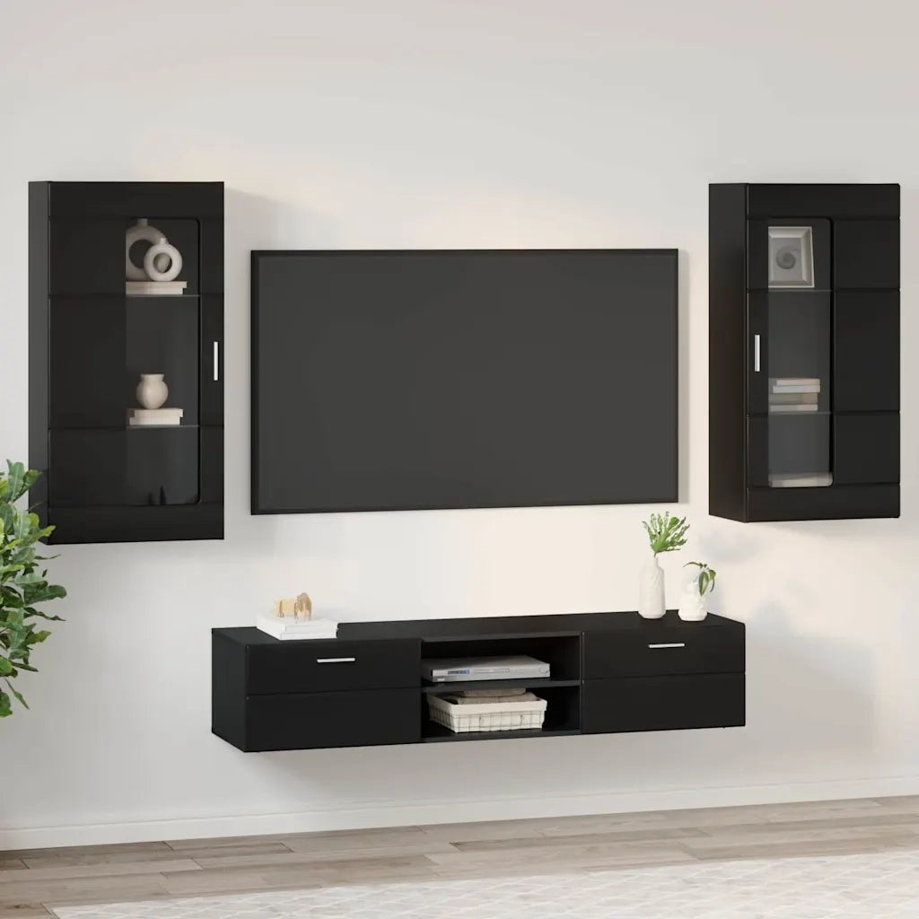 Set mobile TV con cassetto FLORIN Nero Legno multistrato