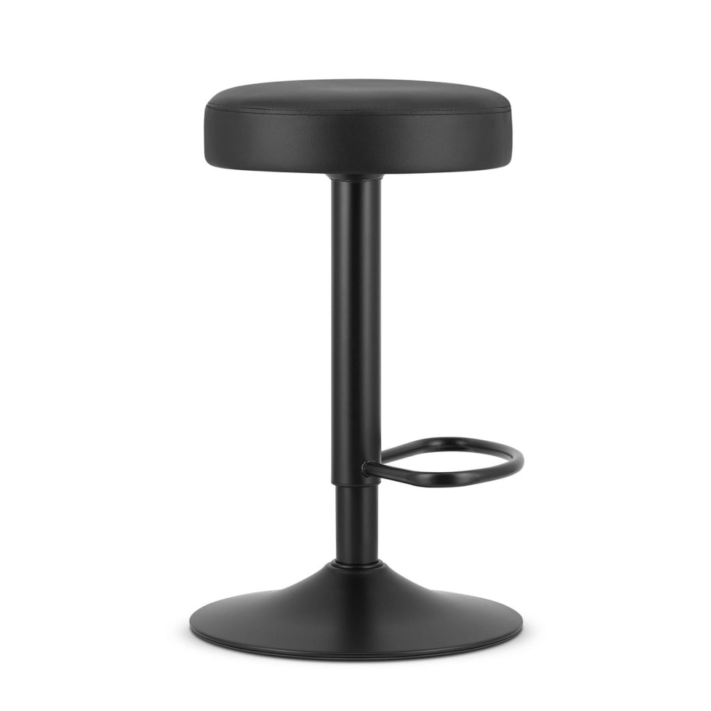 Sgabello da bar ROJST in ecopelle nera con base nera
