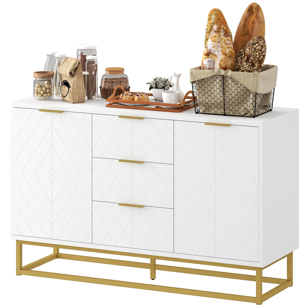 Buffet ¨C zephmum ¨C bianco metallo dorato 120x40x76 cm