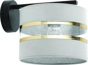 Applique minimal nera con paralume grigio Sara E27 15W