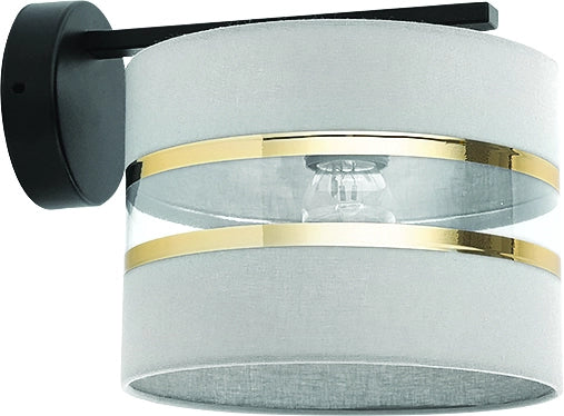 Applique minimal nera con paralume grigio Sara E27 15W
