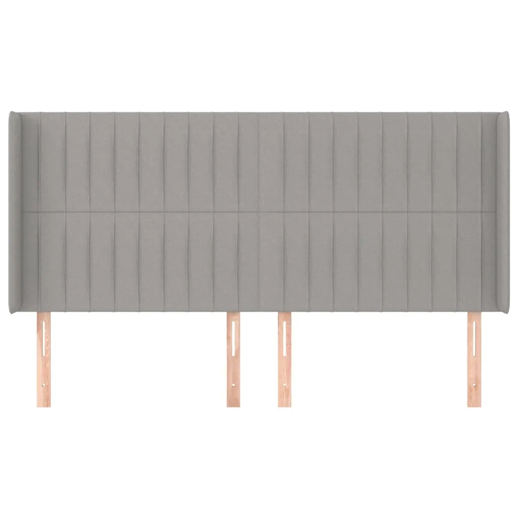 Testiera ad Orecchio-Testata con Orecchie Grigio Chiaro 203x16x118/128 cm in Tessuto 435966