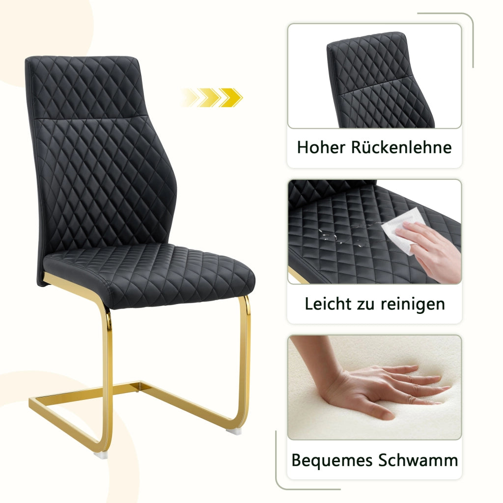 SEDIA Imbottita Rombi 100 cm Nero/Oro Set da 2 pezzi