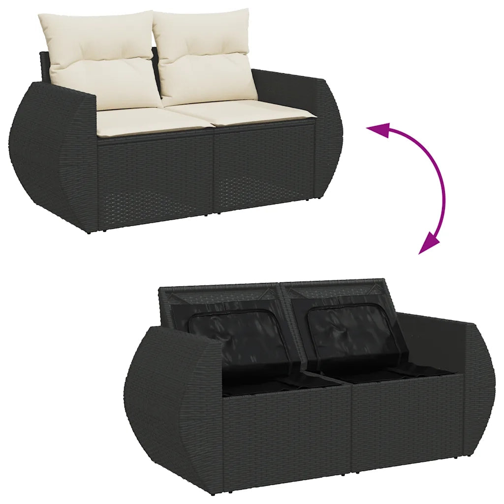 Set Divani da Giardino con Cuscini 7pz Nero Polyrattan 3326577