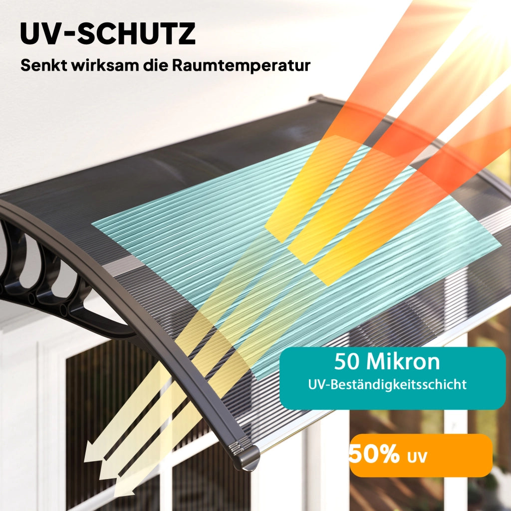 Vordach per Porta d'Ingresso ¨C zephmum ¨C Nero 100x75x23 cm