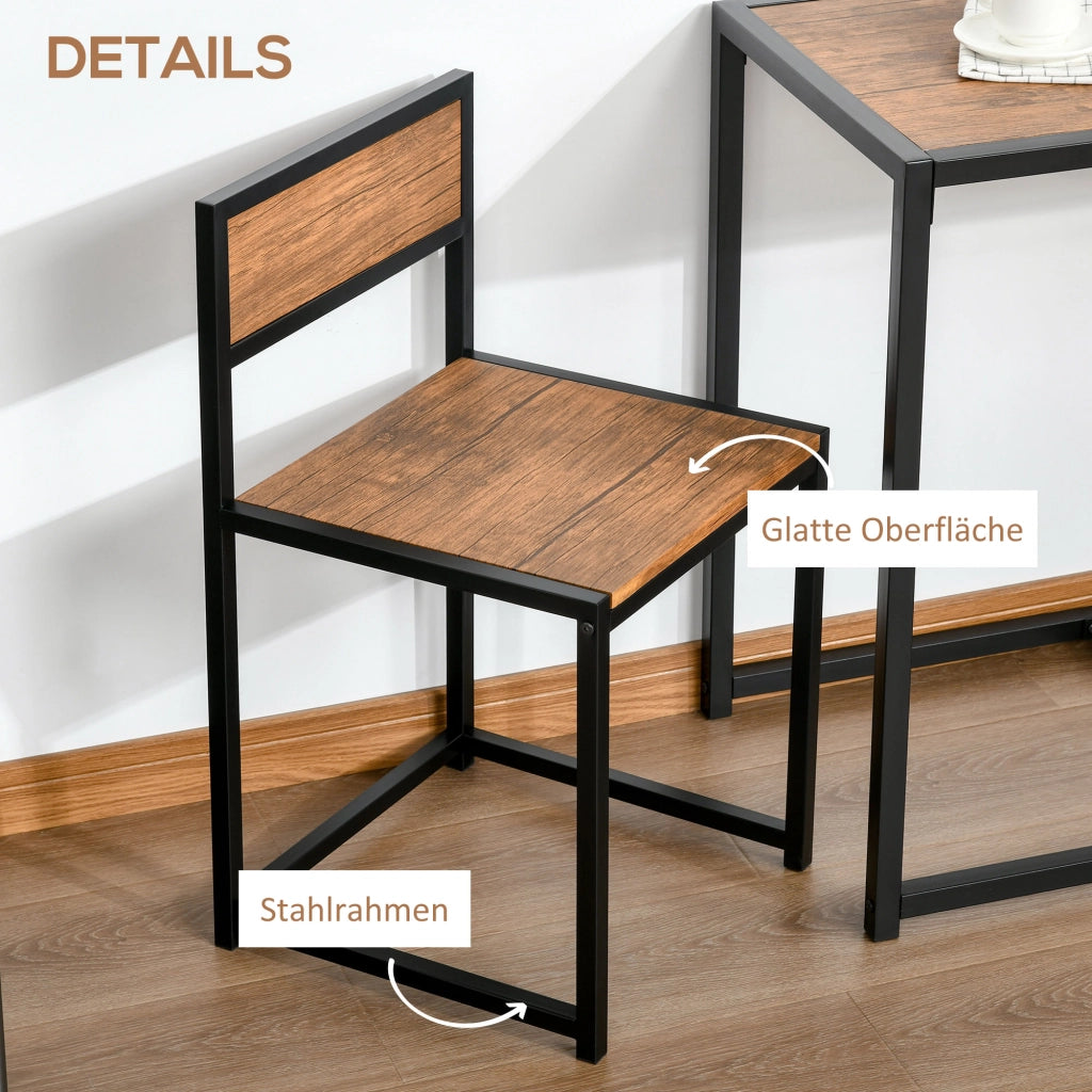 TAVOLO Set da 3 pezzi 90x47 cm MDF Naturale e acciaio zincato