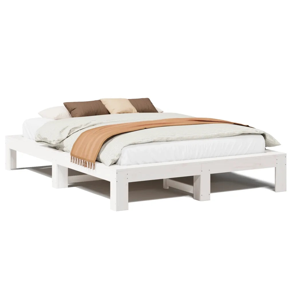 Letto senza Materasso-Struttura Letto Bianco 150x200 cm Legno Massello di Pino 249948